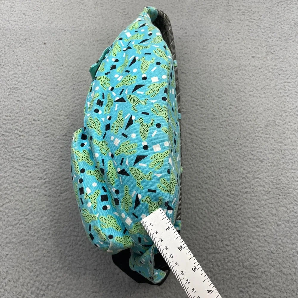KAVU Rope Bag Crossbody Blue Cactus Geometric Print Canvas Sling Travel Backpack